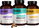 FreshCap Mushrooms Popüler Mushrooms Sche, Capsules (Lions Mane, Cordyceps, Ultimate Mushroom Kompleksi) Capsules