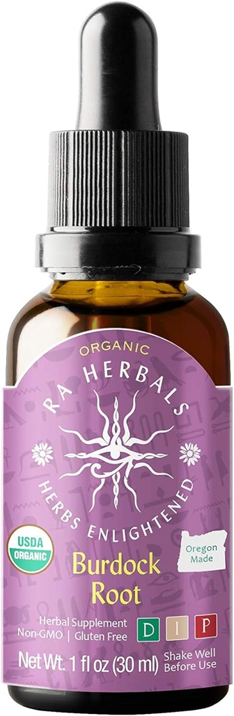 Ra Herbals Βιολογικό εκχύλισμα υγρού ρίζας Burdock - Υποστήριξη Detox - 1 fl oz