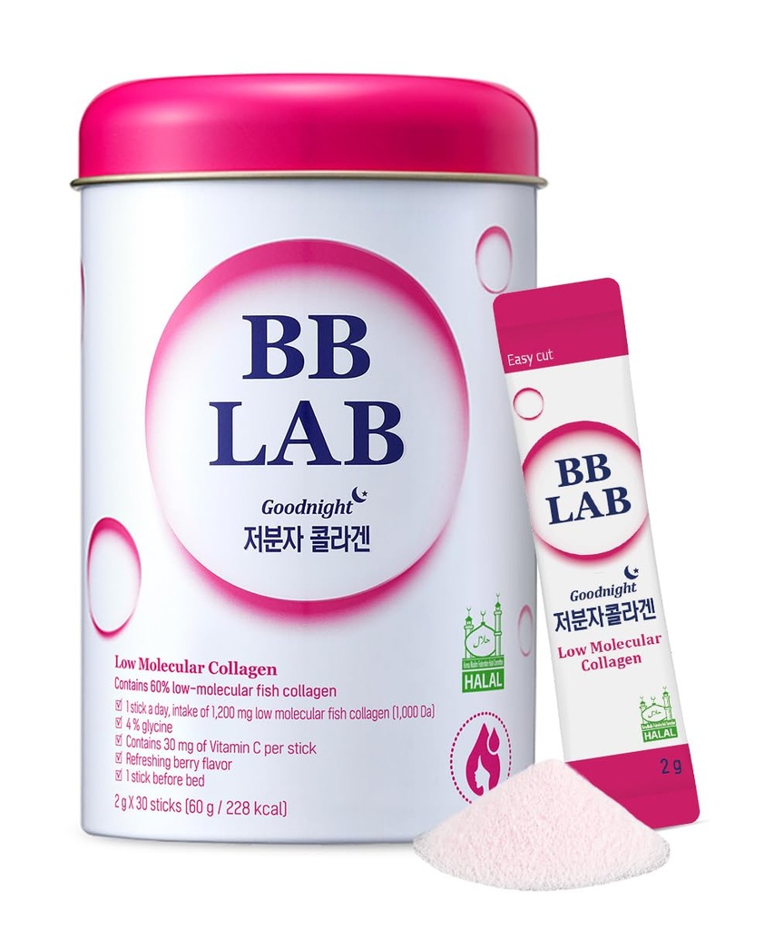 BB LAB Good Night Low Molecular Collagen Toz Stick Supplement, Halal sertifikalı, Koreli Marine Collagen, Fish Collagen,, C, Glycine, Fast Abxia, Mix Berry Flavor