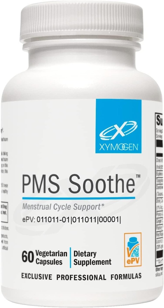 XYMOGEN PMS Soothe Cycle Supplement για τις γυναίκες - με Dong Quai, Chaste Tree Extract, Dandelion, Ginger & Licorice Root - Vegan + Χωρίς γλουτένη (60 κάψουλες)