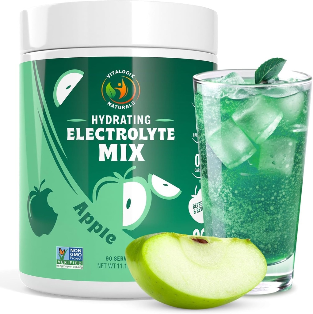 Elektrolyte Toz – Zero Sugar Crisp Apple Hydration Mix | 90 Servisler | Keto, Vegan, Kas Kurtarma için Doğal Elektrolytes, Enerji & Cramp Desteği | Kadınlar için, bayanlar için, bayanlar için, bayanlar için, sporcular,