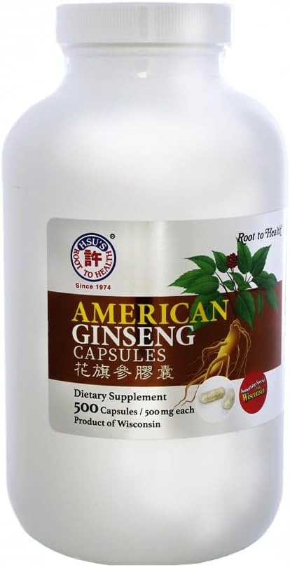 Hsu'nun SKU 1005 Amerikan BTC Capsules- Premium Wisconsin-Grown Browser Root Toz Supplement| 花旗參丸 | s | Non-GMO, Vegan, Gluten-Free, Energy & Wellness Support- 500ct