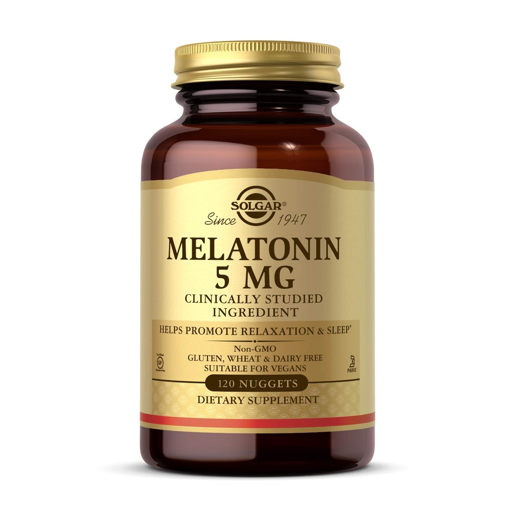 Solgar Melatonin 5 mg, 120 Nuggets - Rahatlama ve Rest - Klinik olarak Studied Melatonin - Vegan, Gluten Free, Süt Free, Kosher - 120 Hizmet