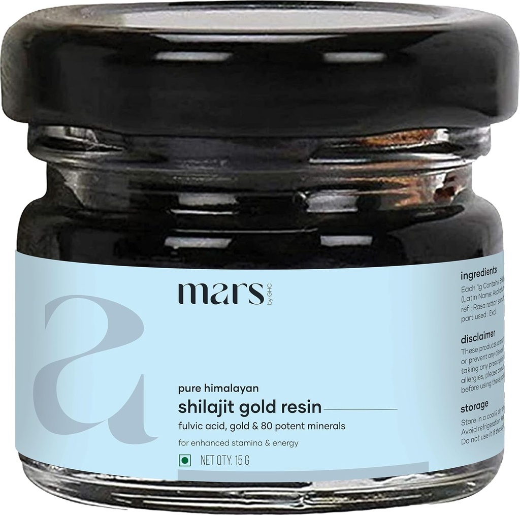 Mars Himalaya Shilajit Goldwear – Organik olarak Yüksek-Altitude Himalayalar | Supports Natural Energy, Vitality & Wellness | 15g - 1 Paket