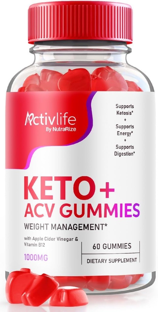 NutraRize ActivLife Keto+ACV Gummies Gelişmiş Kilo Kaybı, Etkili Yeğenimleri 1000 MG, Gomitas Yorumları, (60 Gummies)