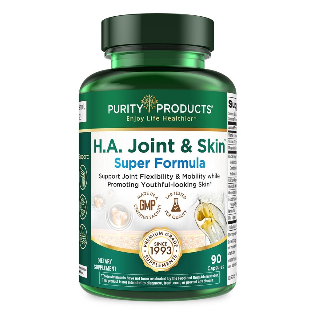 Saf Ürünler H.A. Ortak ve Skin Super Formula Biocell Collagen w/Hyaluronic Asit Sağlıklı Ortak Flexability, Sağlıklı Synovial Akışlar ve Yağız - 5-Loksi - 90 Capsules (1)