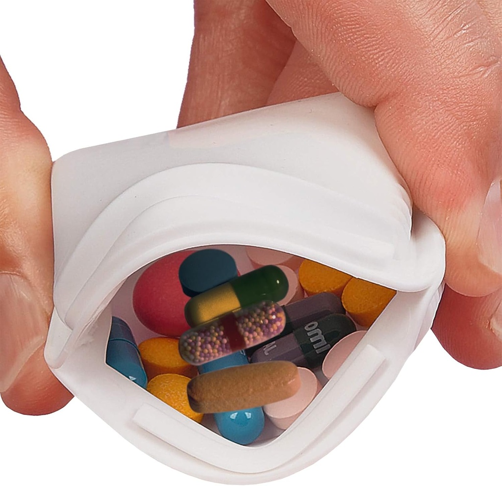 Home-X Küçük Pill Pouch – Squeeze-Open Pill Pouch for Medicine, Earbuds, Mints & Small Essentials – Porte Travel Pill Pouch with Easy Open & Secure Closure – Compact Pill Pouch for Purse & Pocket
