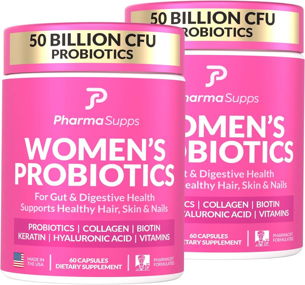 ADVANCED Women's Probiyotiks for Gut Health - Saç, Skin, & Nails Vitaminleri Desteği - 50 Milyar CFU w / Collagen, Biotin & Keratin - Probiyotik Supplement for Digestive Health & Bloating Relief, USA-Made