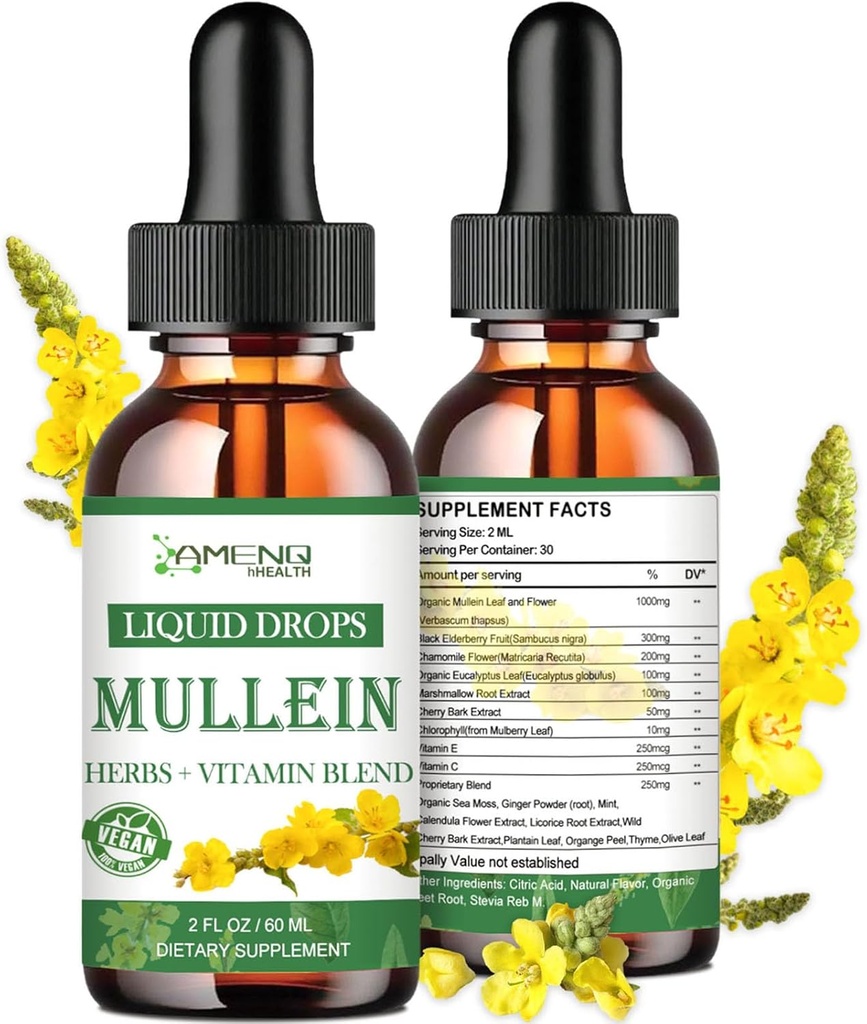 Lungs, Güçlü Lung Cleanse Detox için Smoker, Organik Mullein ve Chlorophyll Drops for Lung & Bronchia ,Respiratory Health, Immune Boost 2 FL/OZ