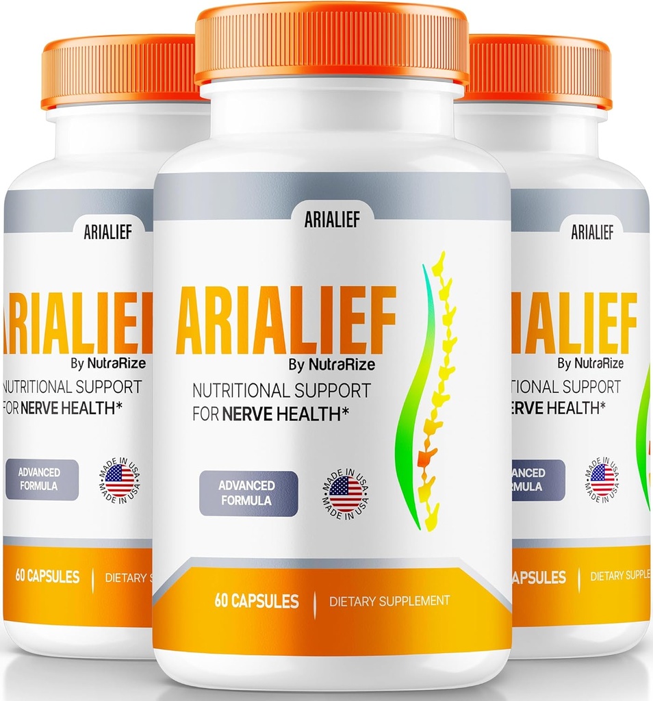 (3 Pack) Arialief Capsules, Nerve Health için Resmi Beslenme Desteği, All Natural Arialief Vitaminleri, Premium Arialief Pills, Aria LIEF Pastillas Review (180 Capsules)