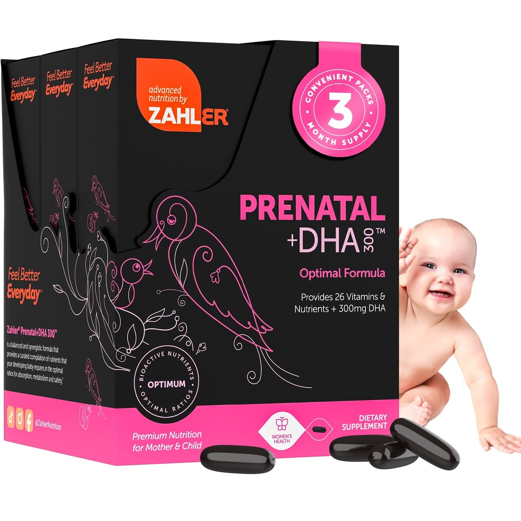 Zahler DHA & Folate ile Prenatal Vitaminleri - DHA Supplements & Prenatal Multivitamin for Mother and Child - Kosher Prenatal DHA Prenatal Vitaminleri Demir, Pre Natal Softgels (180 Kont)
