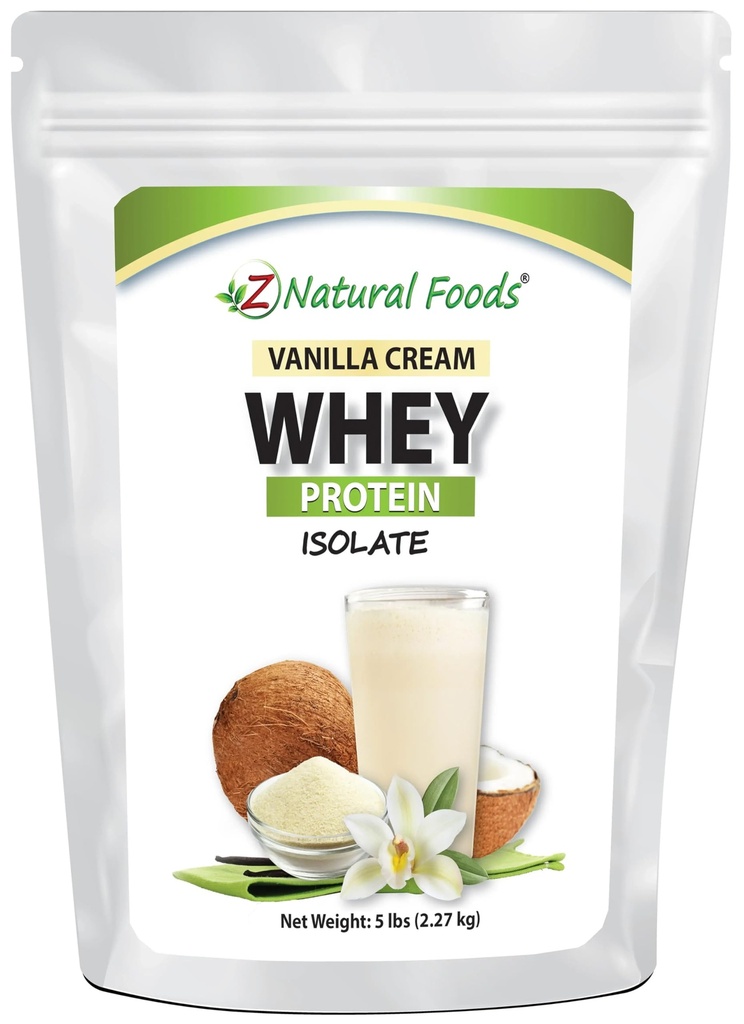 Z Doğal Gıdalar Vanilla Cream Whey Protein Isolate, Beslenme-Rich, Kalp Sağlığı ve Immunity, Great in Tea, Coffee, Smoothie, Non-GMO, Gluten-Free, Kosher, 5 lbs