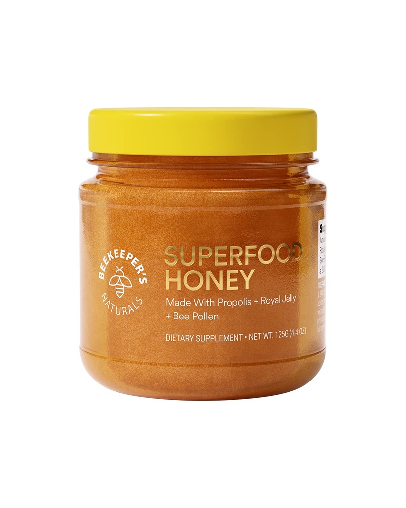 Superfood Honey Tarafından Beekeeper's Naturals - Bee Pollen, Royal Jelly, Propolis, Honey - Natural Energy, Immune Support, mental Clarity, Athletic Performance (4.4 oz)