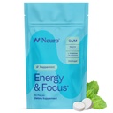 Neuro Energy & Focus Gum - 40 mg Natural Caffeine Gum & Nootropic Energy Supplement with L-Theanine & B Vitamins - Sugar Free, Vegan - Peppermint, 90ct