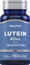 Piping Rock Lutein ve Zeaxanthin Supplement | 40 mg | 180 Softgels | Göz Vitaminleri Mari Deri Ekstraksiyon | Non-GMO, Gluten Free
