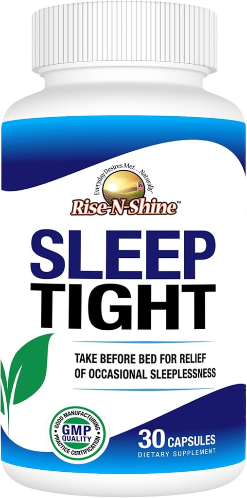 Rise-N-Shine Sleep Dar Supplement ile 5 HTP, Magnezyum, GABA ve L-Theanine - Kadınlar ve Erkekler için - 30 Günlük Supply (30 Capsules)