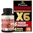 BMVINVOL 6in1 Berberine Supplement with Ceylon Cinnamon, Tumeric Root, Milk Thistle, Artichoke, Black Pepper -120 Capsules for 4 Ay Supply
