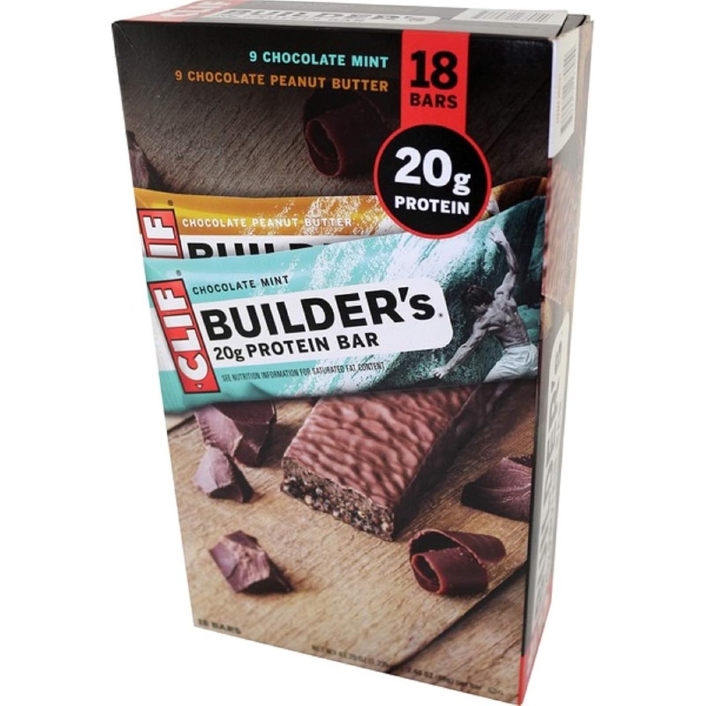 Clif Builder'ın Çikolata Protein Bar, 2.4 oz., 18 Bars/Box (220-00543)