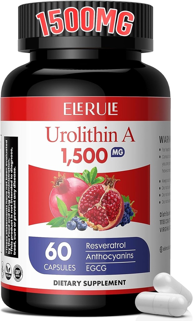 Ουρολιθίνη Ένα συμπλήρωμα 1000 mg Plus Trans-Reεσβερατρόλη, Ανθοκυανίνες, Πράσινο Τσάι, Promoting Υγιεινή γήρανση, Υποστήριξη Κυτταρική και Ενέργεια για άνδρες και γυναίκες, 60 κάψουλες-60