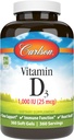 Carlson - Vitamin D3, 1000 IU (25 mcg), Bone Health, Muscle Health, Cholecalciferol, D Supplements, D3 Soft Gels, 360 Softgels