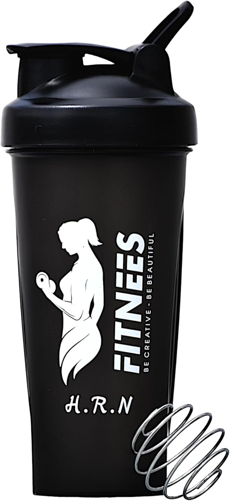 H.R.N 20 Ounce Protein Shaker Şişe For Women, Protein Shaker Şişe, Shaker Perfect Şişe For Pre And Post Workout, Shaker Cup For Protein Drink, Cocktail Shaker Cup | [BLACK].