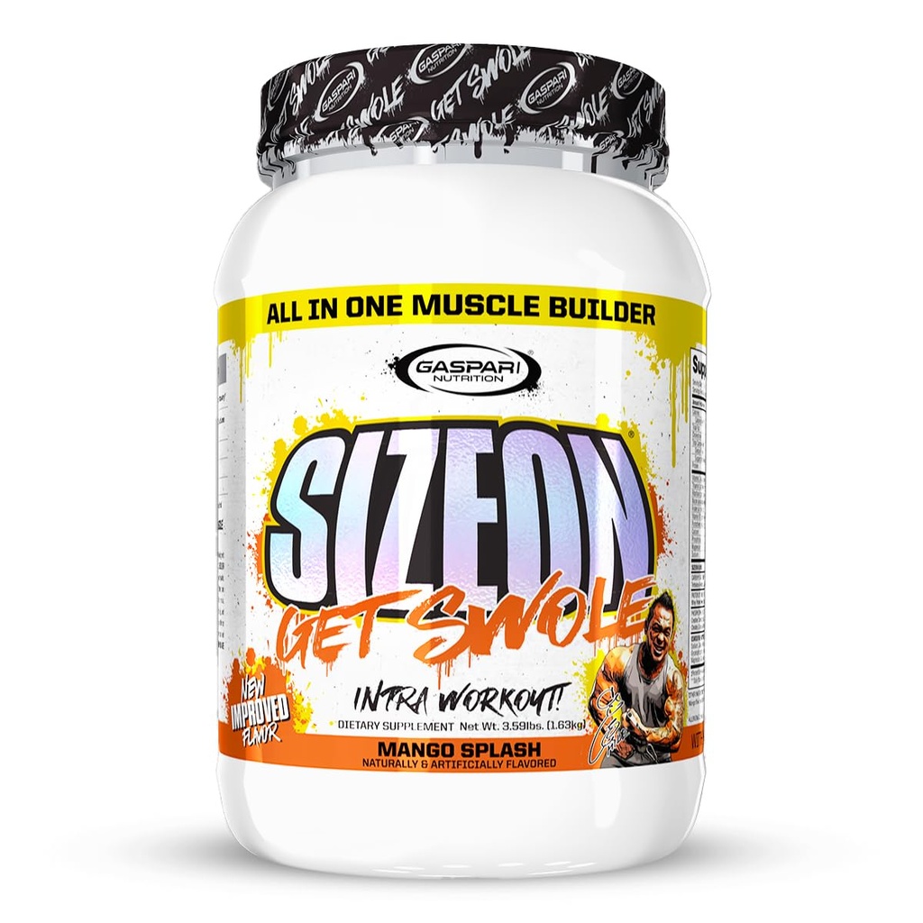 Gaspari Nutrition SizeOn, The Ultimate Hybrid Intra-Workout Amino Acid & Creatine Formula, Αυξημένος όγκος μυών και αποκατάσταση μυών (3,59 λίρες, Mango Splash)