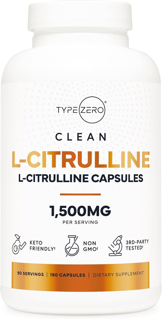 Tip Zero L-Citrulline Capsules (180 Capsules) (yüzde 75 mg) - GMO-Free Capsules