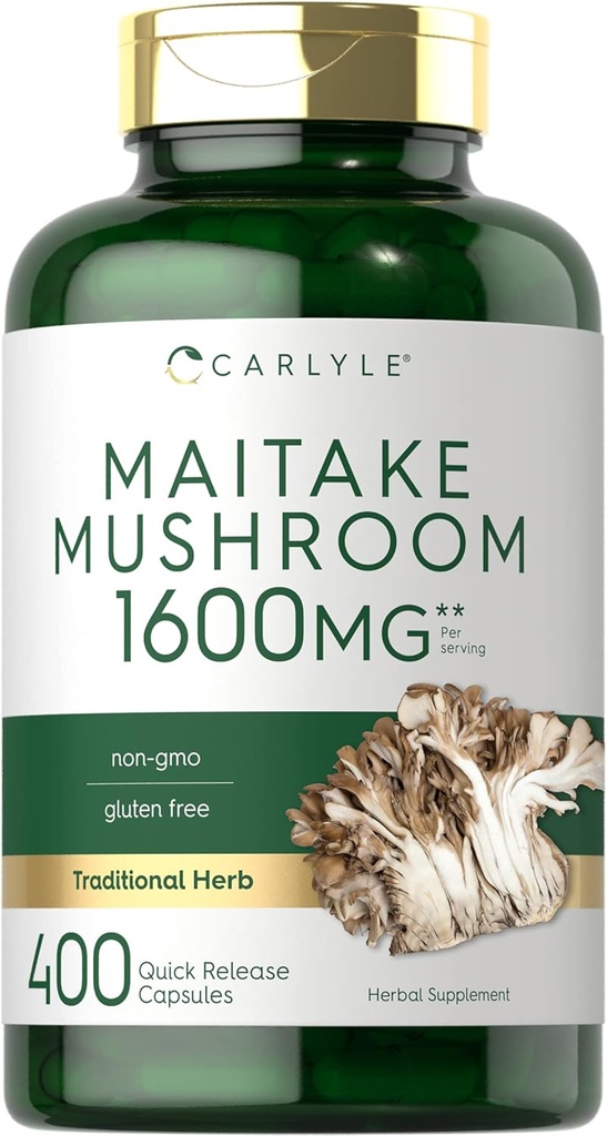 Carlyle Maitake Mushroom Capsules | 1600 mg | 400 Count | Non-GMO & Gluten Free Extract | Mushroom Supplement