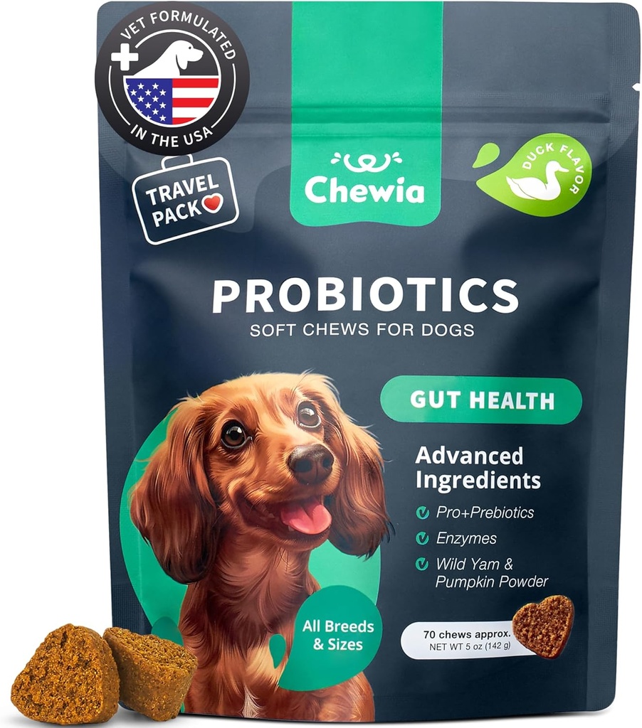 Köpekler için Probiyotikler - Gut Health, Immunity, Yeast Balance, Itchy Skin, Allergies - Dog Probiyotiks and Digestive Enzymes - Coprophagia Deterrent for Dogs - 180 Probiyotik Chews for Köpekler - 180 Probiyotik