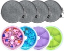 Pill Organizer Travel Pill Case for Purse Portable Pill Box Round Weekiy Pill konteyner for Vitamin Fish Oil Pills Supplements (4 deploy+Bag 4 deploy)
