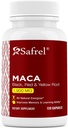Safrel Organic Maca Root Black, Red, Yellow 1900 MG per Serving - 120 Vegan Κάψουλες Περουβιανή Maca Root Gelatinized 100% Καθαρή Μη-ΓΤΟ Υποστηρίζει Αναπαραγωγική Υγεία Φυσικός Ενεργοποιητής