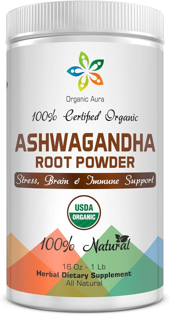 Certified Organic Ashwagandha Root Powder 16Oz -1Lb. Φυσικό στρες, εγκέφαλος και ανοσοποιητική υποστήριξη. Βελτιώνει τη συνολική υγεία. Ακατέργαστο Σούπερφουντ. 100% Φυσικό βοτανικό