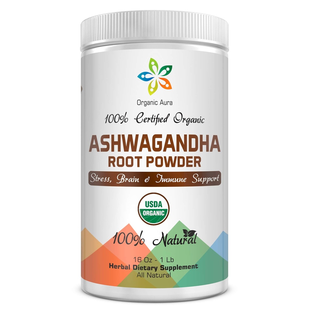 Sertifikalı Organik Ashwagandha Kök Toz 16Oz -1Lb. Doğal Stres, Beyin ve Immune Desteği. Geniş Sağlık Geliştirir. Raw Superfood.% 100 Doğal Herbal