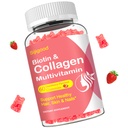 Women Men, Women Over 50, Collagen, Protein Tip I,II,III,V,X with Biotin Keratin Vitamin C A D E B12 K2 for Skin Hair Nails Immunity Energy 60 Strawberry Flavored Gummies