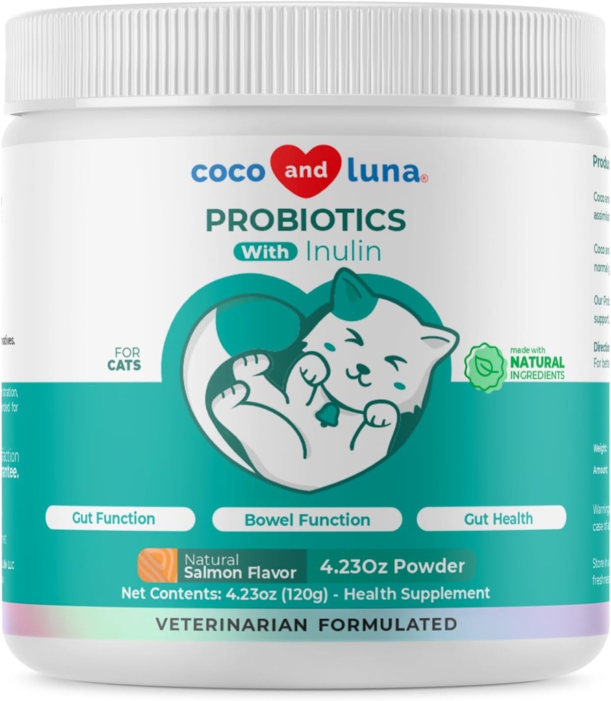 Προβιοτικά για γάτες – 4.23oz/120g Κόνις - Cat Probiotics and Digestive Enzymes, Probiotics Powder, Προάγει το Υγιές Στομάχι και Digestion