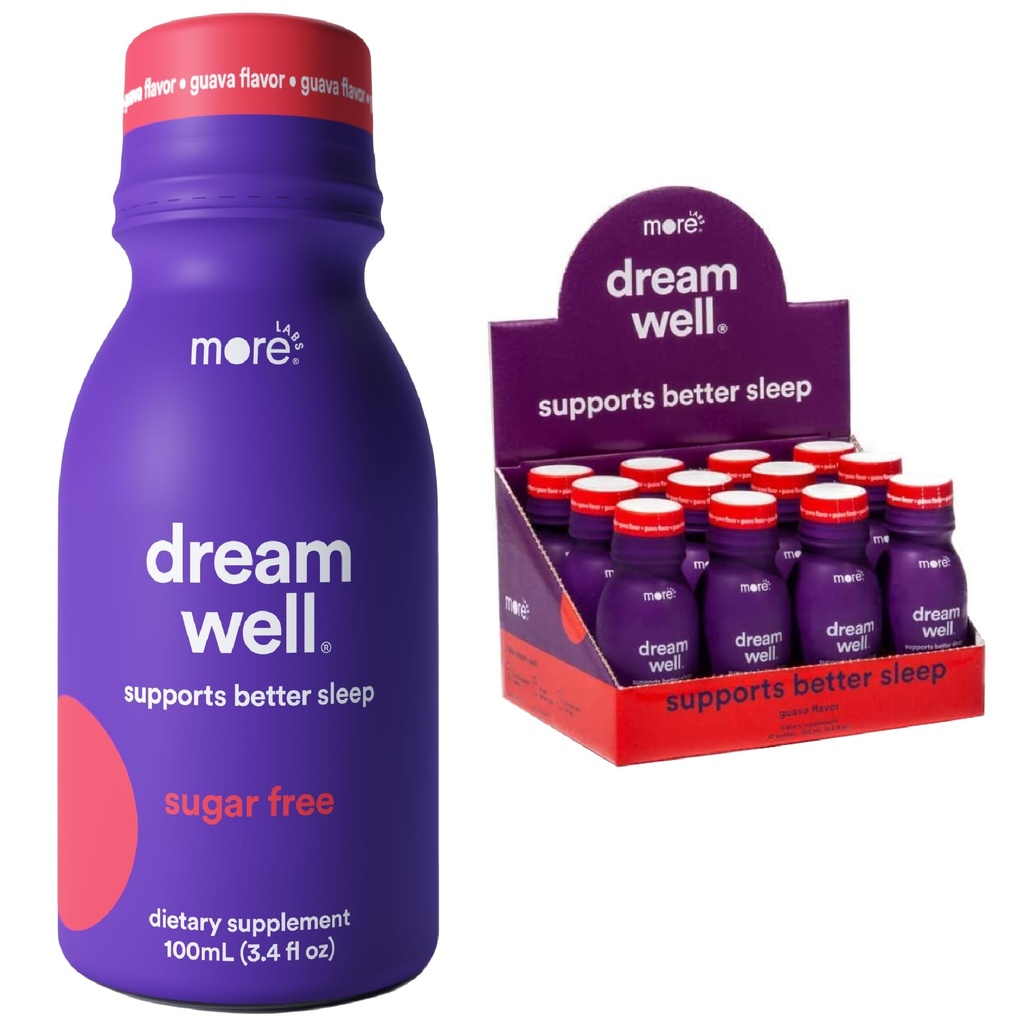 Daha Fazla Laboratuvarlar Dream Well, 5MG Melatonin Holistic Sleep Drink Çözümü, 5HTP, Lemon Balm, Jujube Tohum, Glycine (Brook of 12)