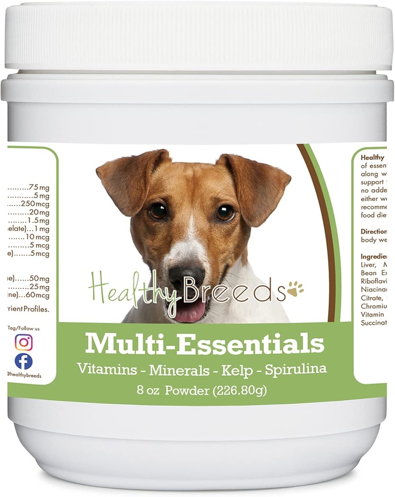 Sağlıklı Breeds Jack Russell Terrier Multi-Esentials Toz Köpekler için - Köpeğiniz için ideal bir Vitamin, Mineraller ve Antioksis - Köpeğiniz için 8 oz