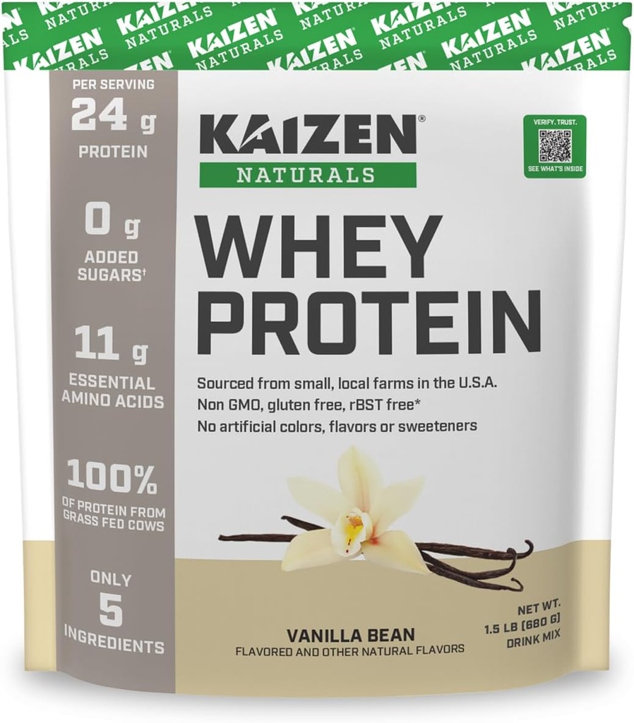 Whey protein | Vanilla | 24g protein | Grass besleniyor | Yapay Malzemeler | 5 Malzemeler | Satisfy Açlık | Test Sonuçları | Eklenmemiş Şeker | Gluten Ücretsiz | GMO | 1.5lb | 21 hizmet