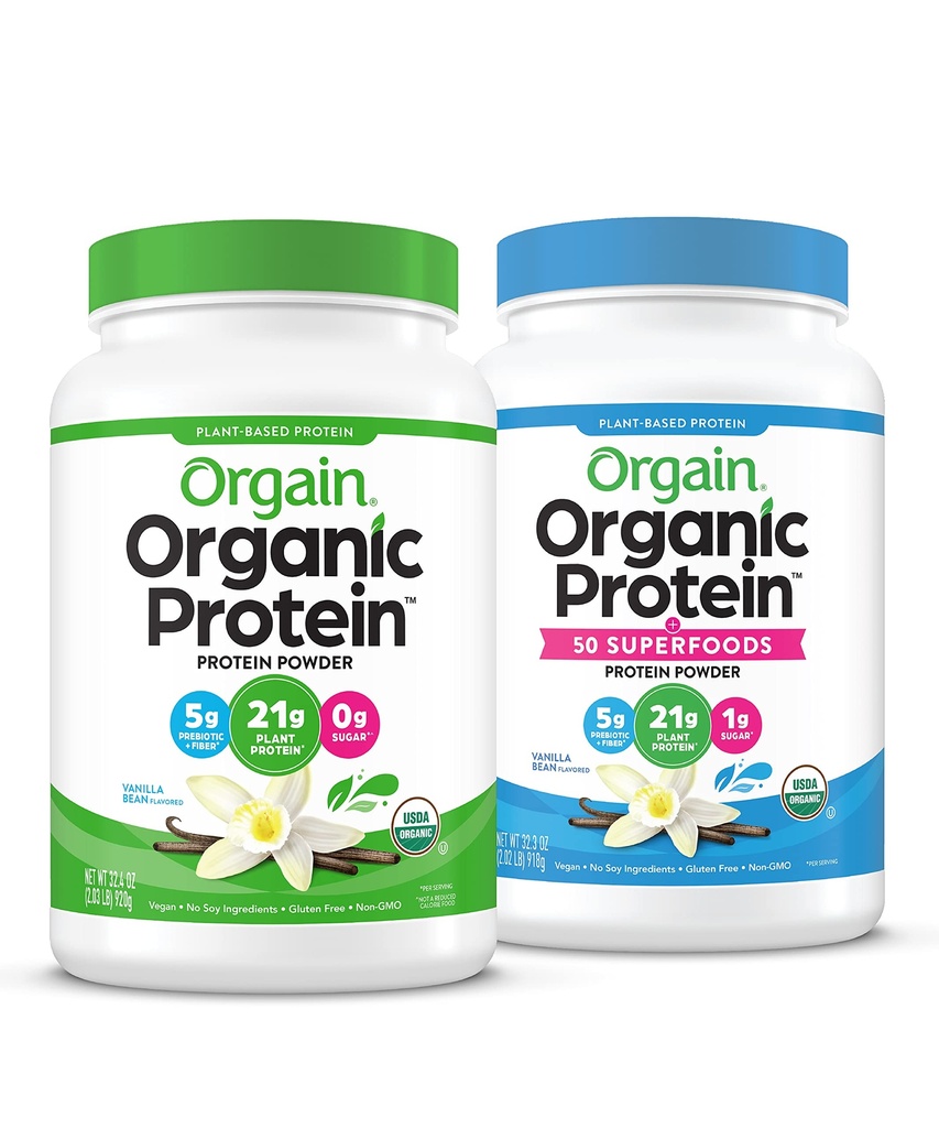 Orgain Organic Vegan & Organik Protein + Superfoods Tozlar, Vanilla Bean Flavors - Plant bazlı protein, Gluten Free