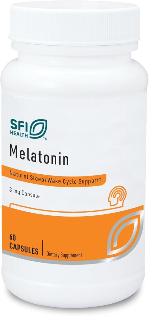 Klaire Labs SFI Health Melatonin 3 Millitgrams - Υποστήριξη ύπνου για άνδρες και γυναίκες (60 κάψουλες χορτοφάγων)