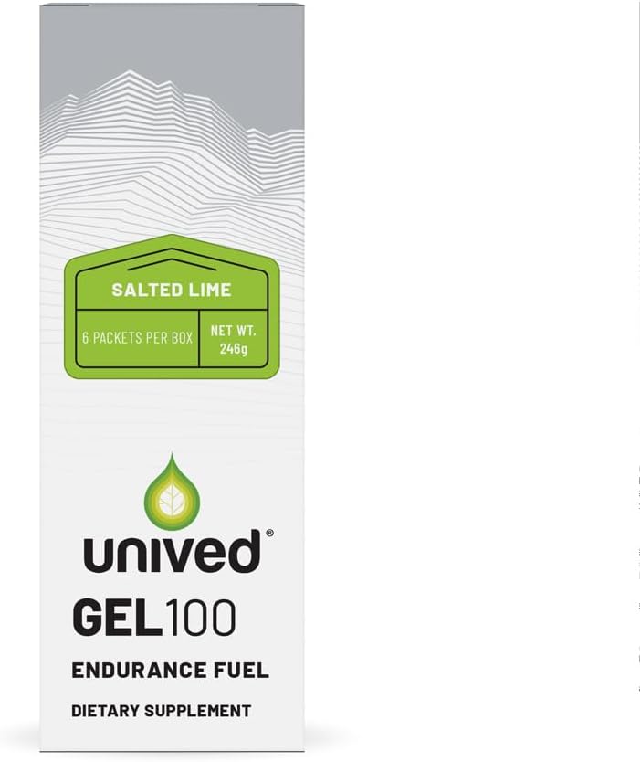 Unived Gel 100 - Vegan Energy Gel Endurance Athletes Runners & Cyclists - 100kcal - Salted Lime - 6 Paket