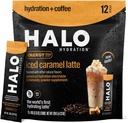 HALO Iced Caramel Latte - Energy Drink Powder – Healthy Coffee Mix for Hydration with Electrolytes, Caffeine, Vitamins and Minerals - 20 θερμίδες - Κέτο και χαμηλή θερμίδα - 1 x 12 Sticks