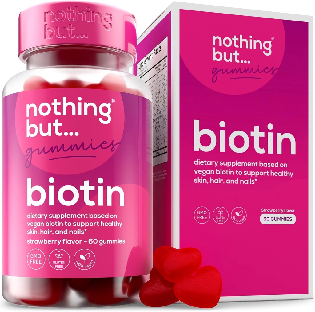 Saç Büyüme 5100 mcg için Biotin Gummies - Erkekler ve Kadınlar için Saç, Cilt ve Çiçek Vitaminleri - Folic Asit, Vitaminler A, C, E & D ve Ekstra Kuvvetler Daha Hızlı Saç ve Nail Büyüme, 60 Gummies