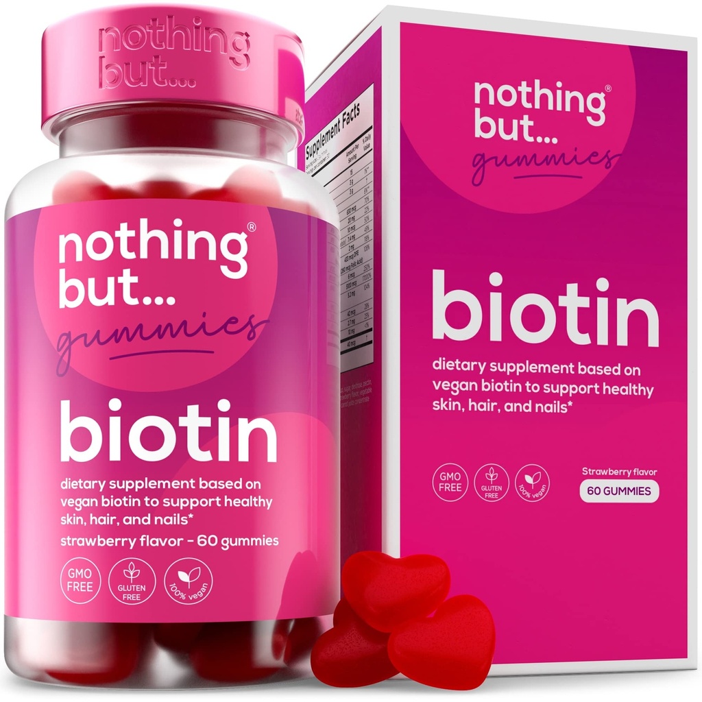 Saç Büyüme 5100 mcg için Biotin Gummies - Erkekler ve Kadınlar için Saç, Cilt ve Çiçek Vitaminleri - Folic Asit, Vitaminler A, C, E & D ve Ekstra Kuvvetler Daha Hızlı Saç ve Nail Büyüme, 60 Gummies
