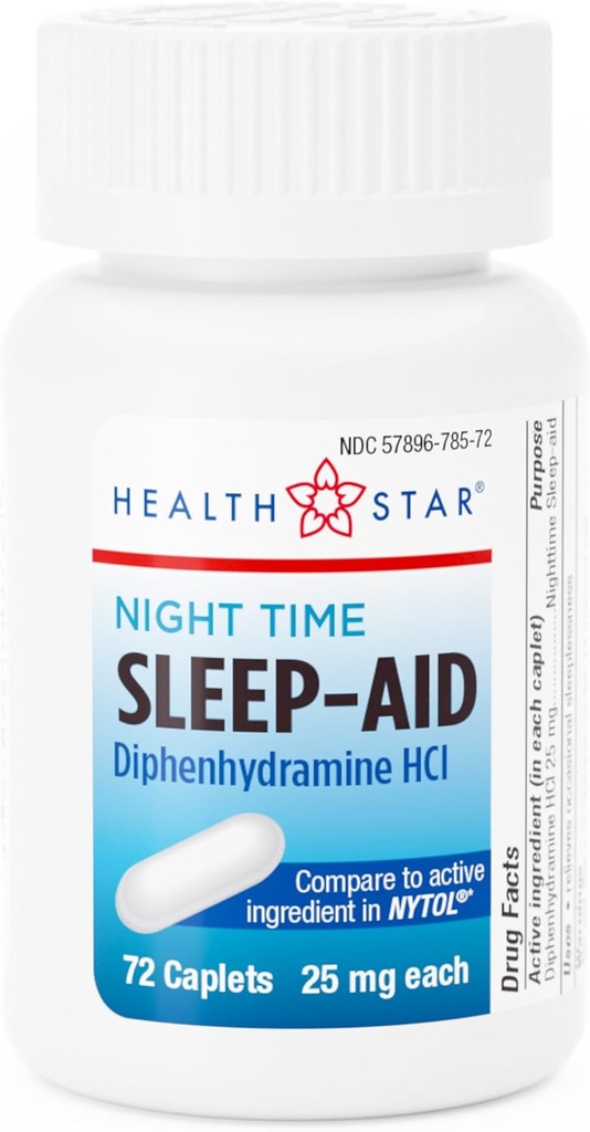 GeriCare Nighttime Diphenhydramine HCl 25 mg, Sleep-Aid Caplets, 72 Kont (1.5 km)