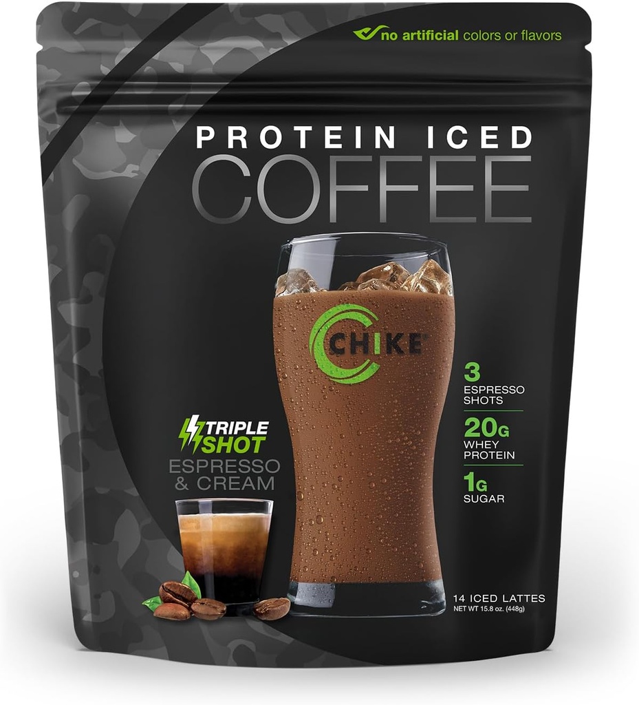 CHIKE Triple Shot Espresso & Cream Protein Iced Coffee, 20 G Protein, 3 Shots Espresso, 1 G Ζάχαρη, Keto Φιλικό και χωρίς γλουτένη, 14...