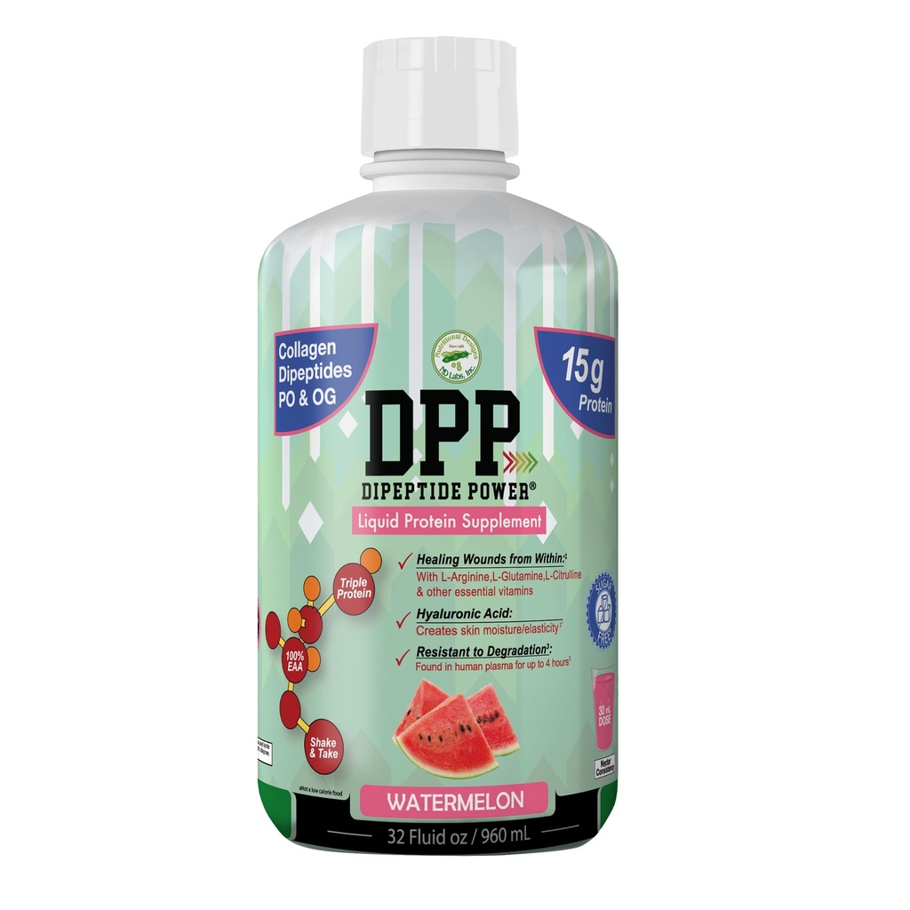 Beslenme Tasarımları DPP Dipte, Yara-Kesik Kolaj ve Whey Protein Tamam, Şeker-Free, Erkekler ve Kadınlar için Sağlıklı Cilt & Saçları (Watermelon, Şişe, 32 Fl Oz)