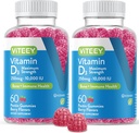 VITEEY Vitamin D3 Gummies for Adults & Teens - 10,000 IU, 250mcg, Maximum Strength - Joint & Muscle Health, Immune Boost - Chewable Vitamin D Gummies - Vegetarian, Gelatin Free - Tasty Berry Flavored