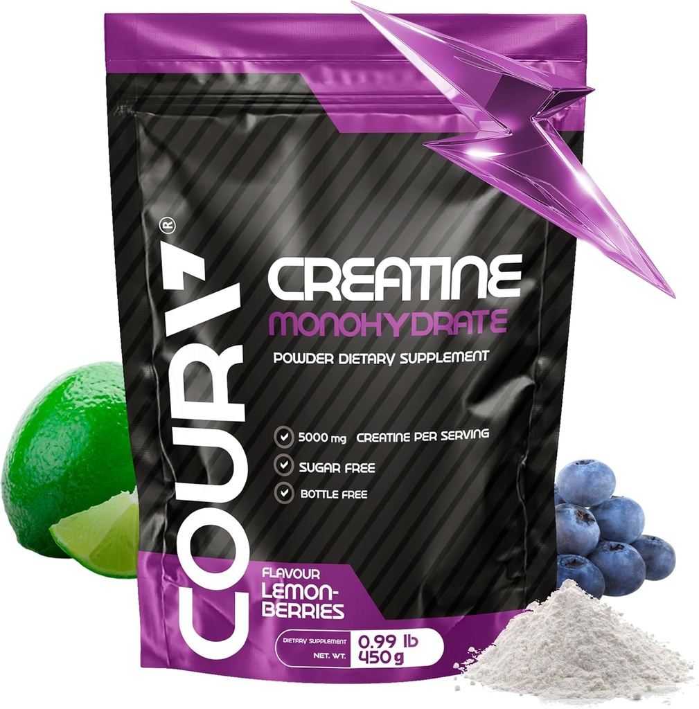COURA Tinatine Monohidrat Limon-Berries Flavor - 450g - Spor Tamam - Güçlü ve Endurance - Intense Workouts - Gluten Free - Şişe Free -