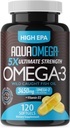 5X Ultimate Strength Omega 3 Fish Oil Supplements, Wild Caught Fish Oil Omega 3 Supplements with High EPA, DHA ve Vitamin D, Fishoil Omega3 Supplement for Women & Men, 120 Softgels, Unflavored